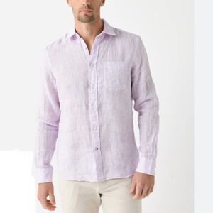 FAHERTY Mens Lavender Purple Linen Button Down Shirt